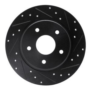 Chrysler Town & Country Brake Rotor (1) - Rear Right - R1 Concepts - Drilled & Slotted - Black - `08-`16